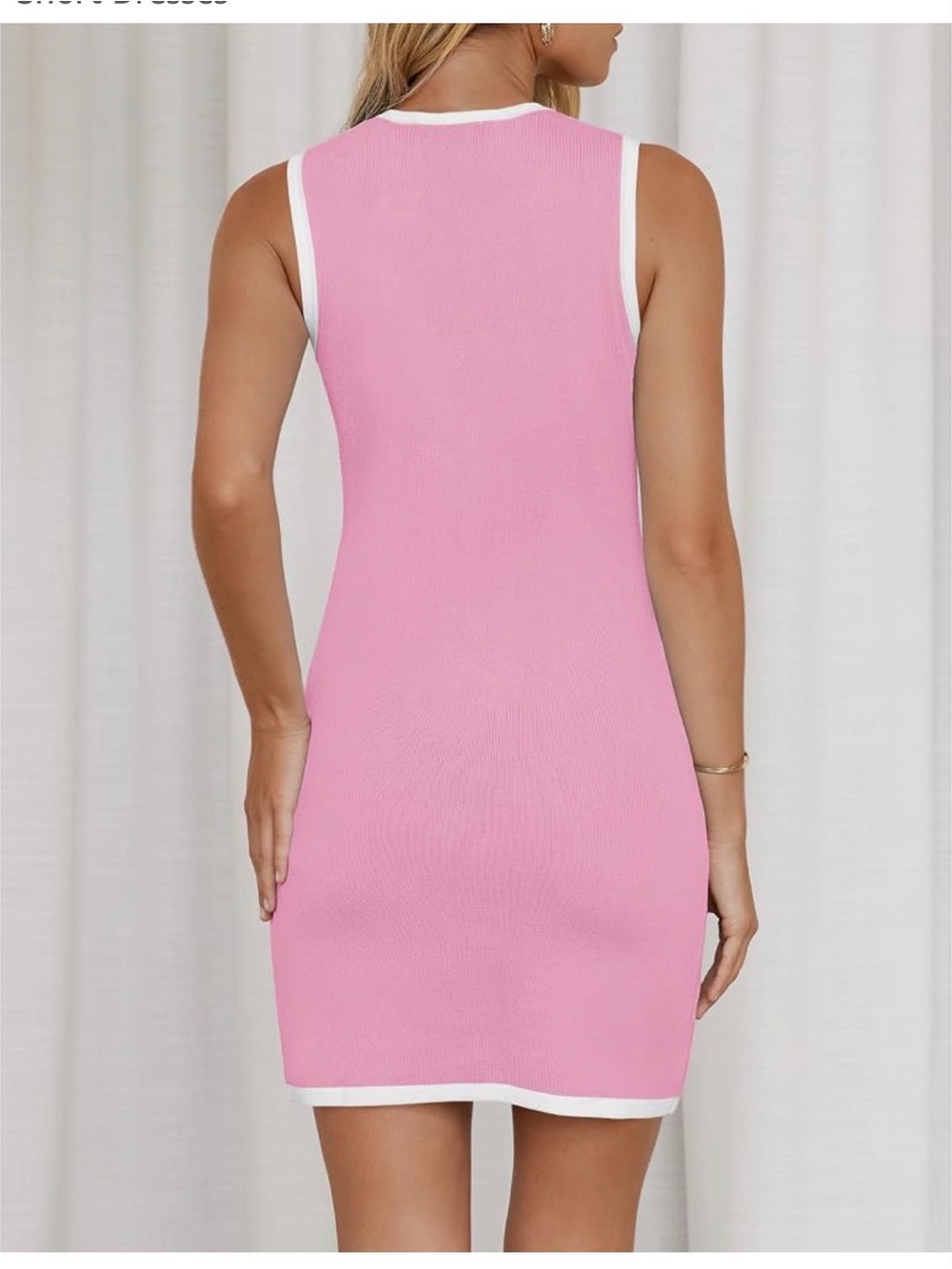 Sleeveless “Palm Beach Pink” Contrast-Trim Shift Dress - Picture 3 of 7